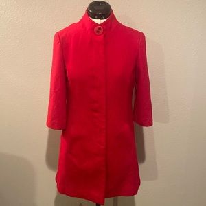 Tulle 3/4 Sleeve Red Peacoat